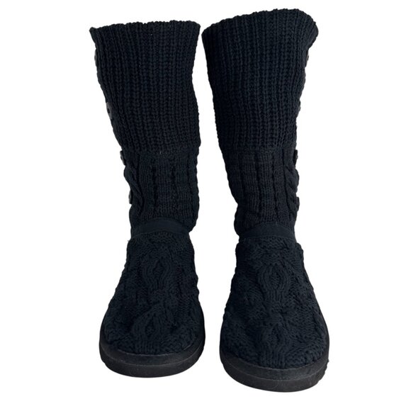 Ugg Black Sweater Boots Calf Women's 9 GUC Casual Warm Winter Comfortable - Picture 2 of 15